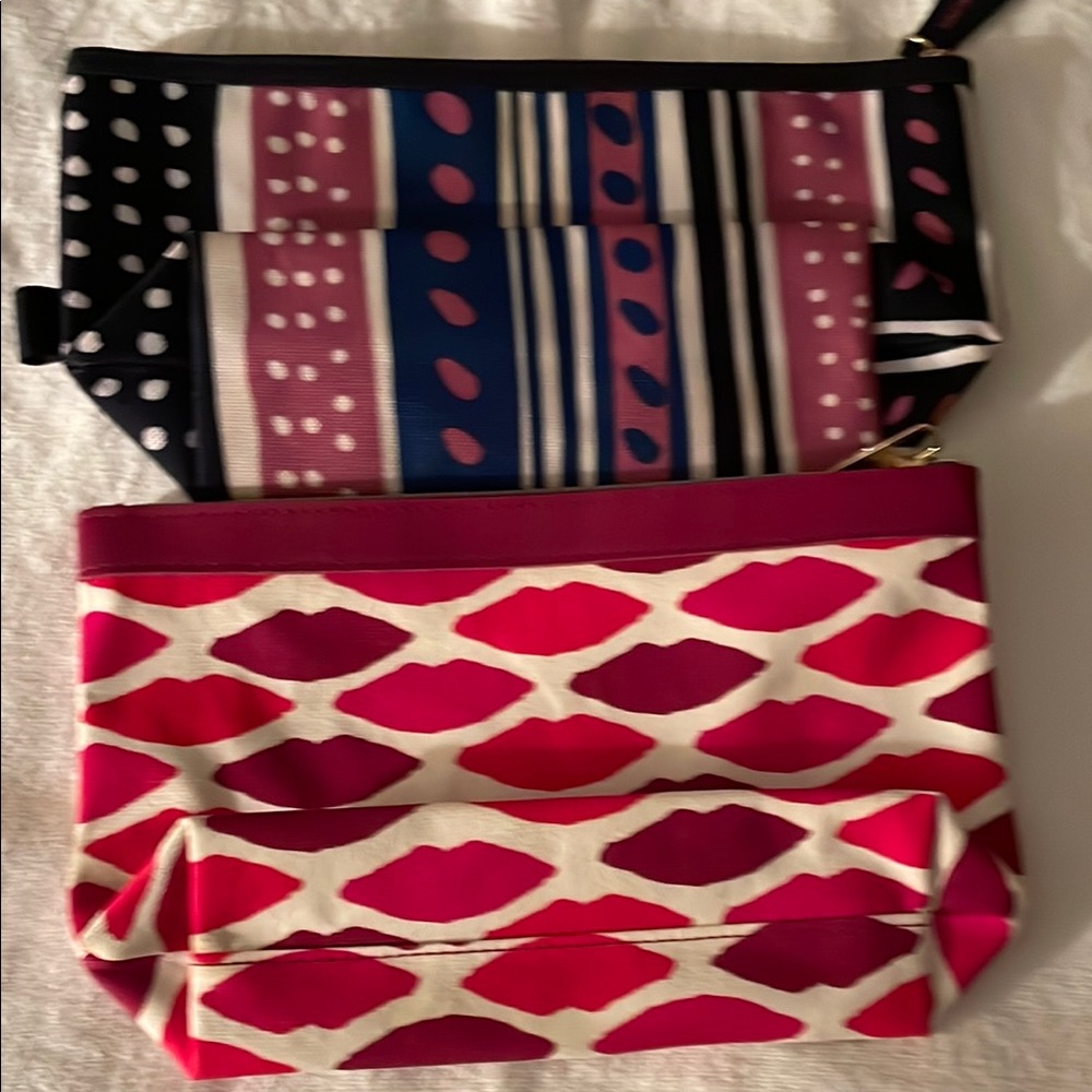 Pink and Blue Cosmetic Bags with Striking Patterns
